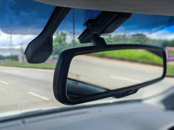 Close-up of side-view mirror