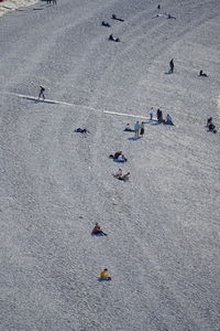 High angle view of people on beach