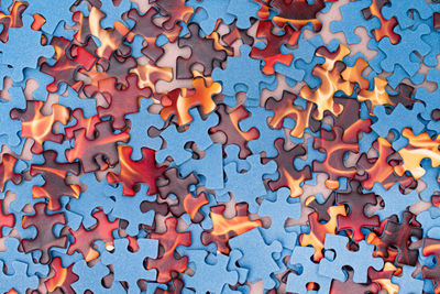 Full frame shot of jigsaw puzzle piece