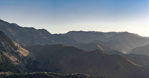 Scenic view of mountains against clear sky