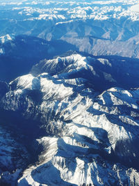 Aerial view of snowcapped mountains