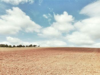 Scenic view of landscape against cloudy sky