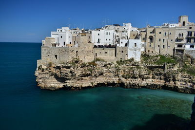 Scenic view of sea against blue sky