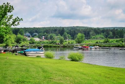 Scenic view of river against sky