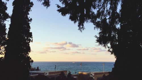 Scenic view of sea at sunset