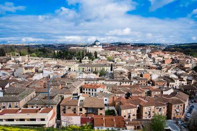 High angle view of townscape against sky