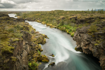 Scenic view of waterfall
