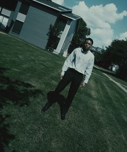 Young man on field