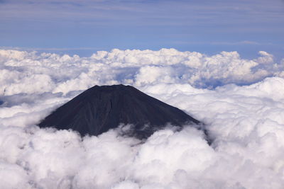 Panoramic view of volcanic landscape against sky