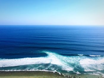 Scenic view of sea against clear sky