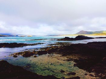 Scenic view of beach against sky