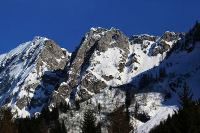 Scenic view of snow covered mountains