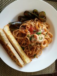 Close-up of meal served in plate