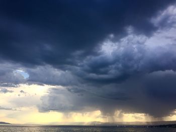 Scenic view of sea against cloudy sky