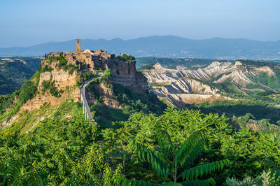 The ancient village of civita di bagnoregio, also called the diying city, in the region of tuscia,