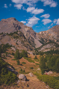 Scenic view of mountains against sky