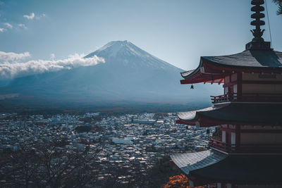High angle view of townscape against sky