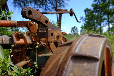 Close-up of old machinery