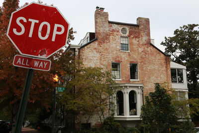 Stop sign in washington, d.c. street.