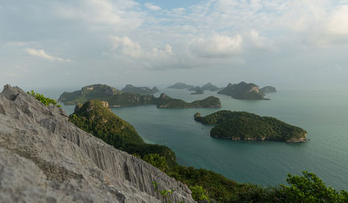 Mu ko angthong national marine park and see many scenic island at ko samui, thailand