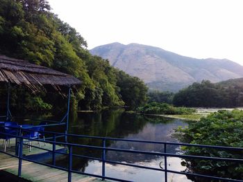 Scenic view of river and mountains