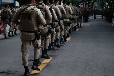Military police officers from a special battalion parade during tributes to brazil's independence