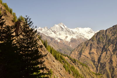 Scenic view of mountains against clear sky