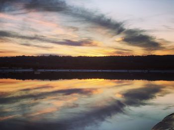 Scenic view of lake during sunset