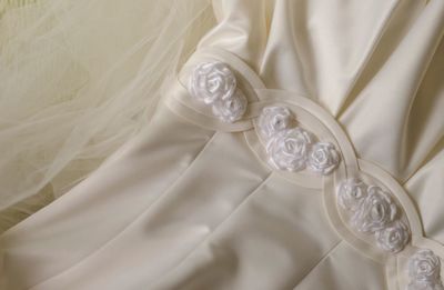 High angle view of white fabric