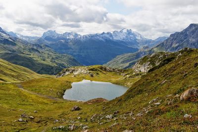 Scenic view of mountains against sky