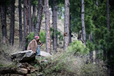 Man in forest