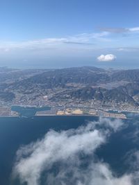 Aerial view of city against sky