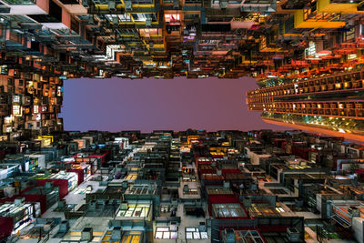 Illuminated buildings in city at night