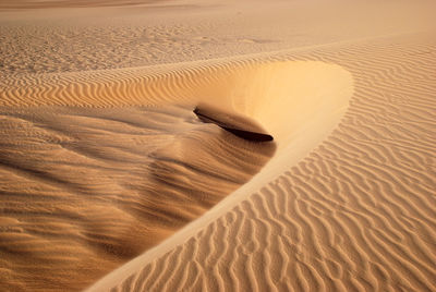 View of rippled patterns on sand dune