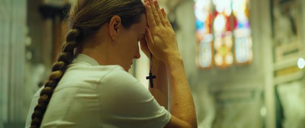 Young woman with hands