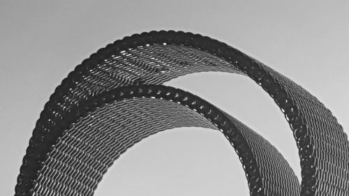 Low angle view of spiral staircase against clear sky