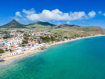 High angle view of beach against sky