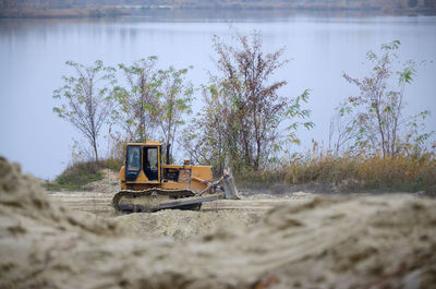 View of construction site on field