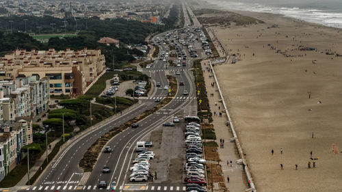 High angle view of city street