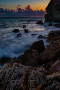 Scenic view of sea against sky during sunset