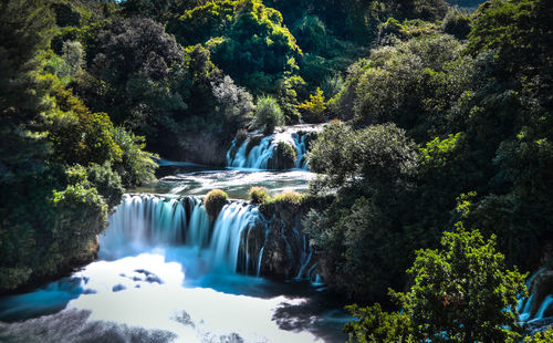 Scenic view of waterfall