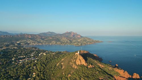 Scenic view of sea against clear sky