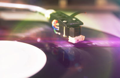 High angle view of turntable