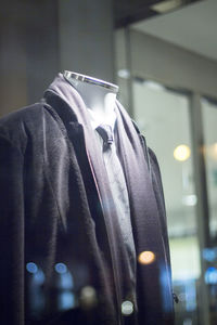 Close-up of clothes on mannequin in store