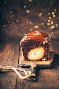 Close-up of cake on table