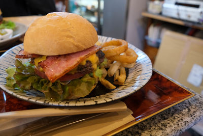 Close-up of food on table