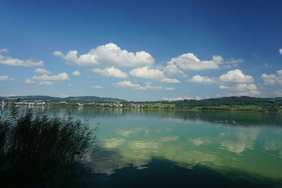 Scenic view of lake against sky