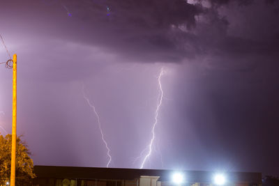 Lightning in sky at night