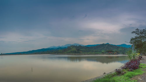 Scenic view of lake against sky