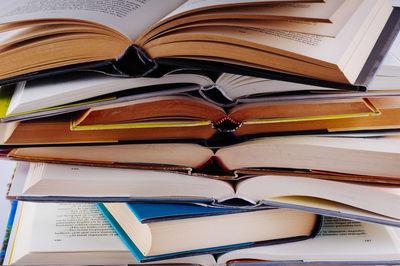 Close-up of books on table